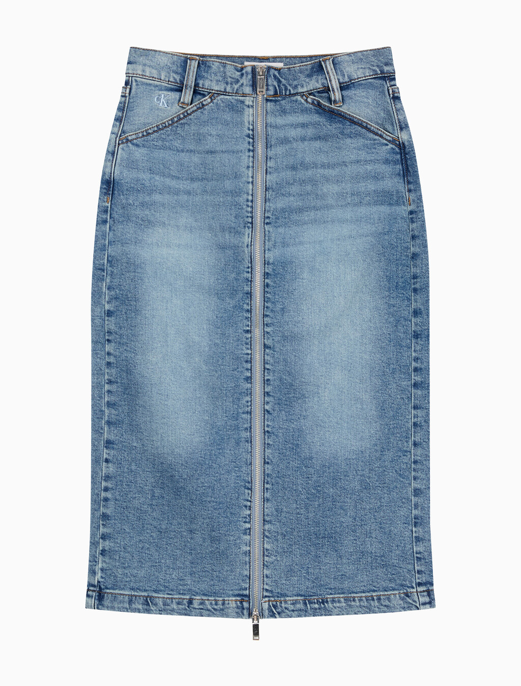 Buy 여성 데님 집 프론트 스커트 in color Light blue