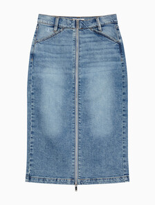Buy 여성 데님 집 프론트 스커트 in color Light blue