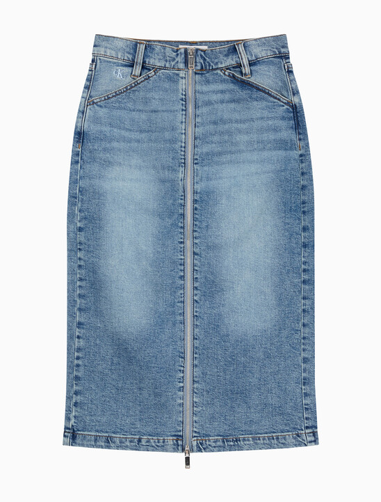 여성 데님 집 프론트 스커트