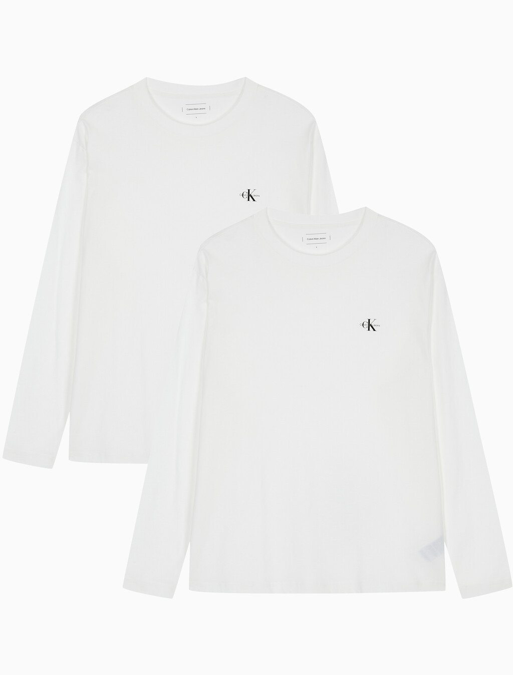 Buy 남녀공용 2PACK 릴렉스핏 모노그램 로고 긴팔 티셔츠 in color BRIGHT WHITE