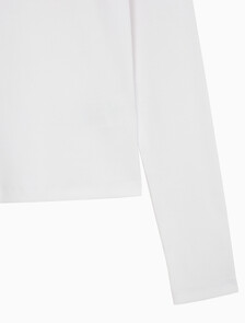 Buy 여성 모노그램 롱슬리브 헨리넥 티셔츠 in color BRILLIANT WHITE