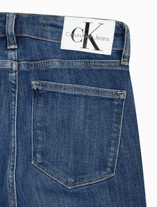 Buy 여성 플레어 핏 기모 다크블루 데님 in color BLUE BLACK HANGER LOOP