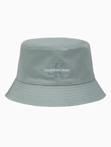Buy 남녀공용 CKJ 모노그램 엠브로이더리 버킷햇 in color KHAKI GREY