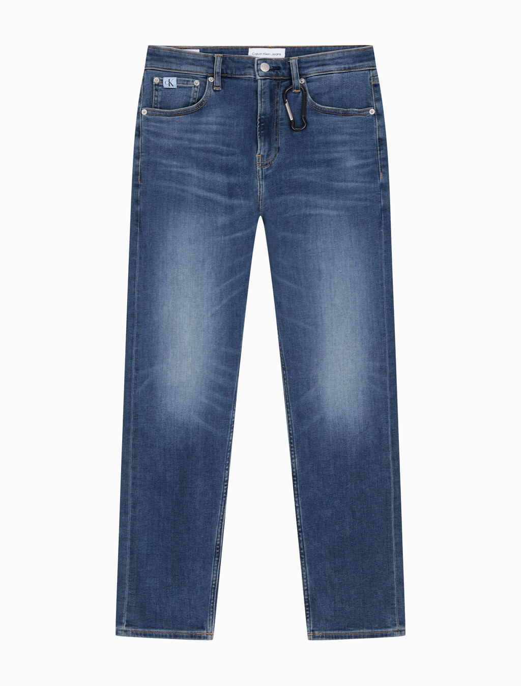 Buy 남성 슬림핏 스트레이트 크롭 데님 in color BLUE BLACK HANGER LOOP