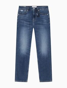 Buy 남성 슬림핏 스트레이트 크롭 데님 in color BLUE BLACK HANGER LOOP