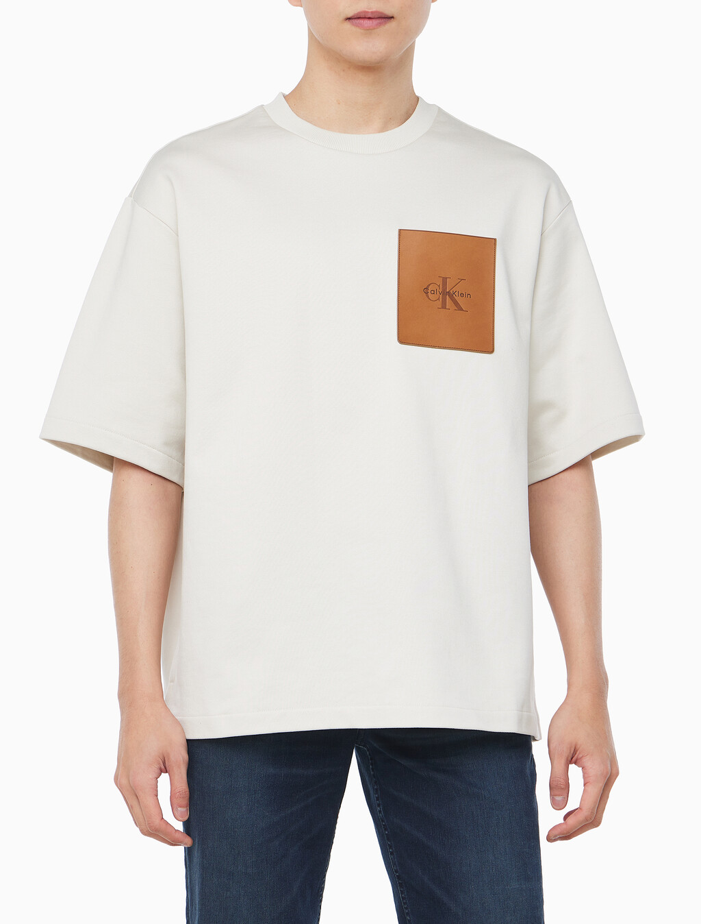 Buy 남성 오버핏 컴팩트 테리 반팔 티셔츠 in color SILVER BIRCH