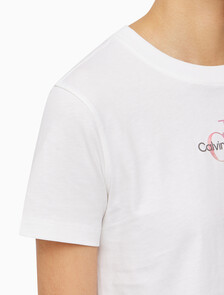 Buy 여성 모노그램 로고 모던 스트레이트핏 반팔 티셔츠 in color BRIGHT WHITE