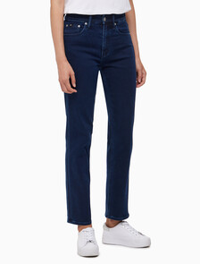 Buy 여성 하이라이즈 슬림 스트레이트핏 기모 블루블랙 데님 in color BLUE BLACK HANGER LOOP