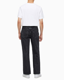 Buy 남성 뉴와이드핏 블랙 데님 in color WASHED BLACK LOGO LACE