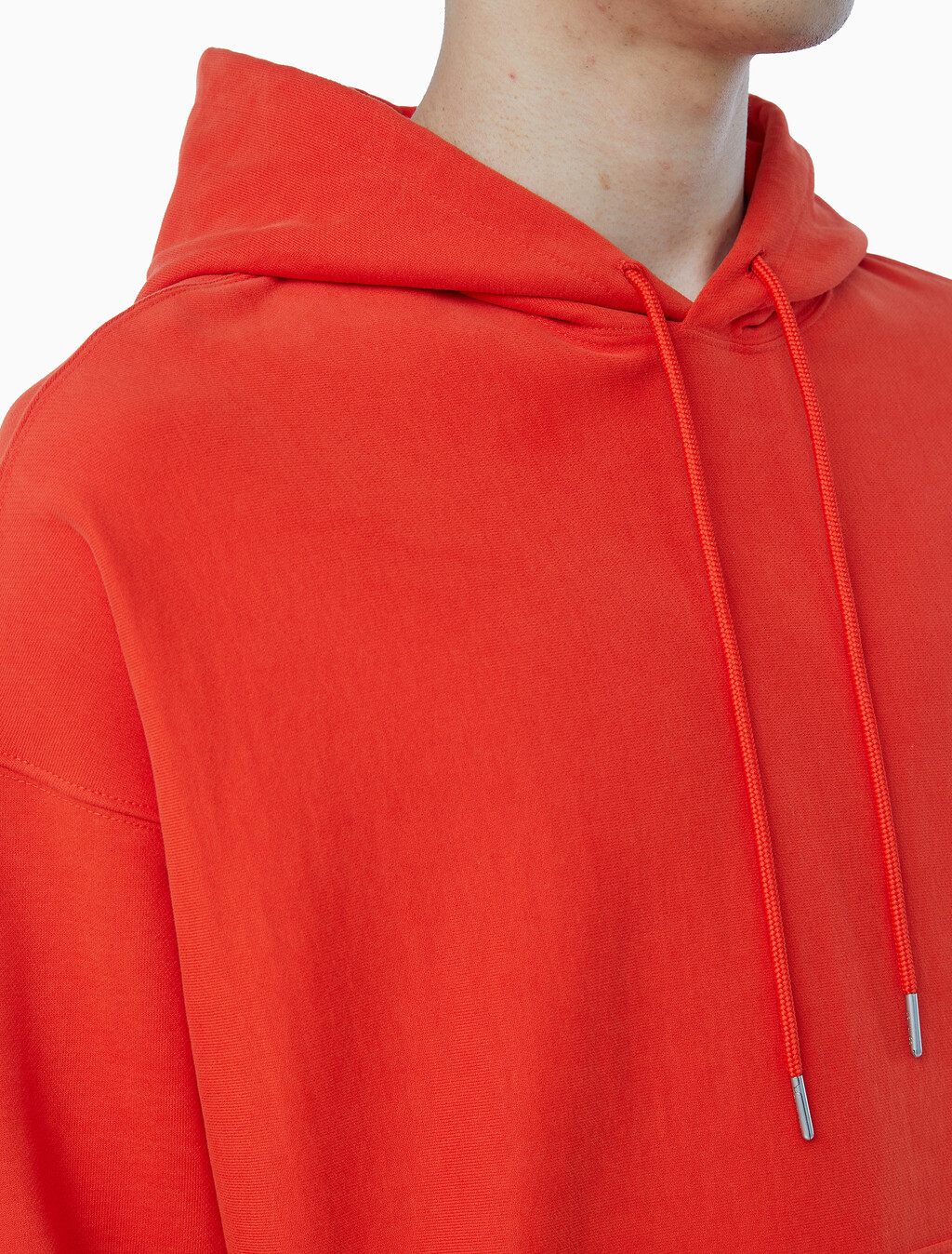 Buy 남성 오버핏 스웨이드 테리 후디 in color RED ALERT