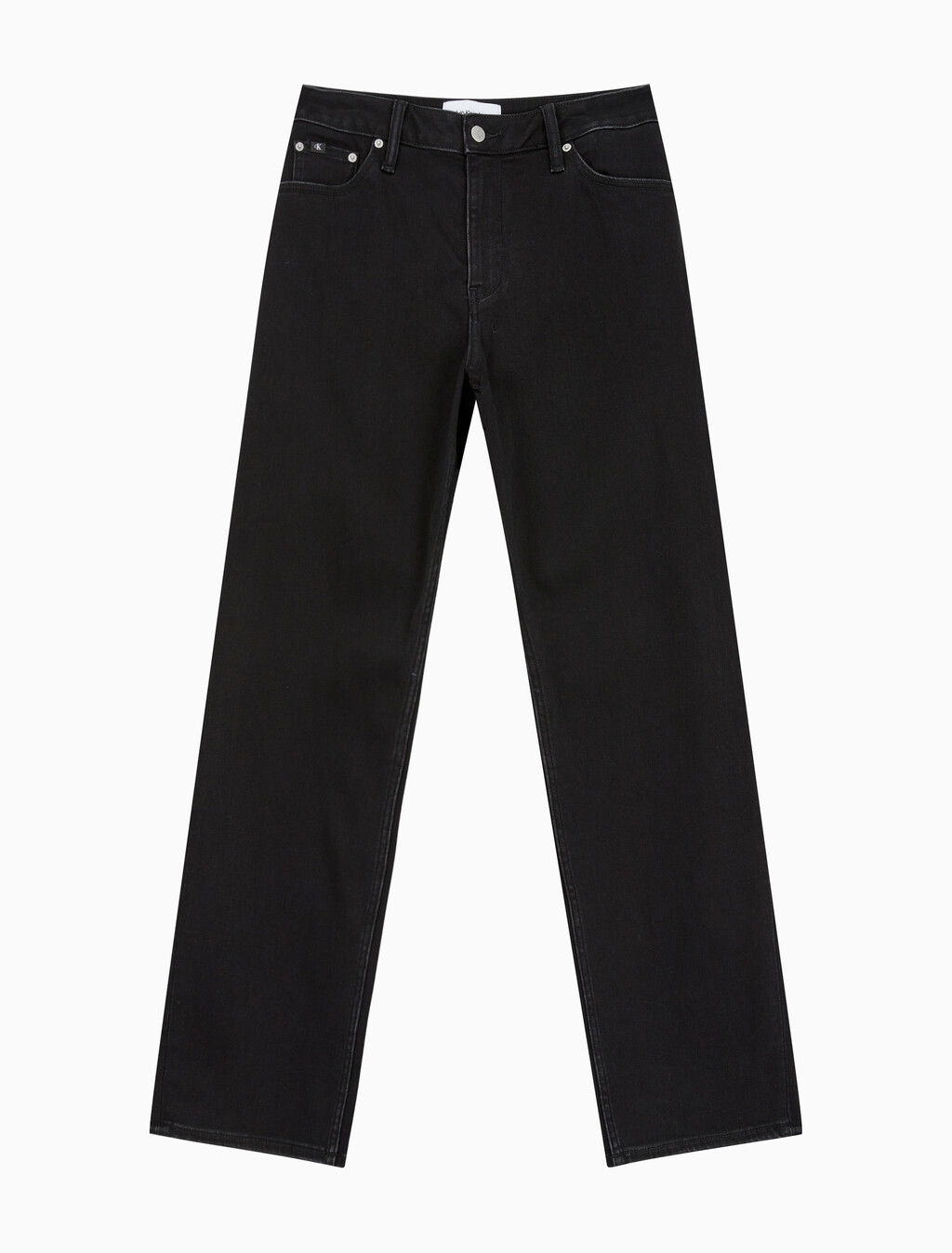 Buy 여성 90's 스트레이트핏 기모 블랙 데님 in color WASHED BLACK LOGO LACE