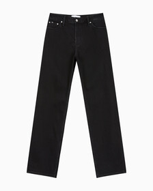 Buy 여성 90's 스트레이트핏 기모 블랙 데님 in color WASHED BLACK LOGO LACE