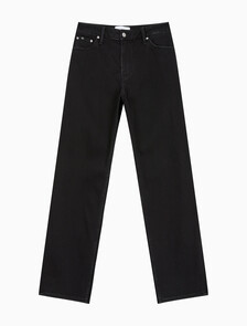 Buy 여성 90's 스트레이트핏 기모 블랙 데님 in color WASHED BLACK LOGO LACE