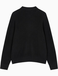 Buy 남성 청키 텍스처 니트 봄버 자켓 in color CK BLACK