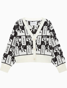 Buy 여성 투웨이 브이넥 AOP 크롭 가디건 in color WHITE