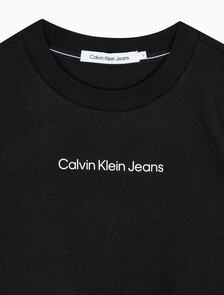 Buy 여성 레귤러핏 크롭 로고 반팔 티셔츠 in color CK BLACK