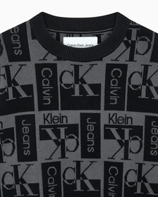 Buy 남성 릴렉스 핏 AOP 로고 스웨터 in color CK BLACK