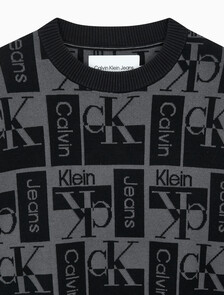 Buy 남성 릴렉스 핏 AOP 로고 스웨터 in color CK BLACK