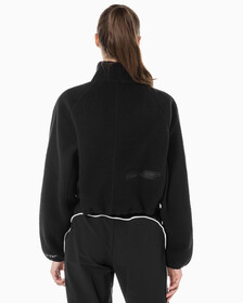 Buy 여성 릴랙스핏 쉐르파 크롭 풀오버 in color BLACK
