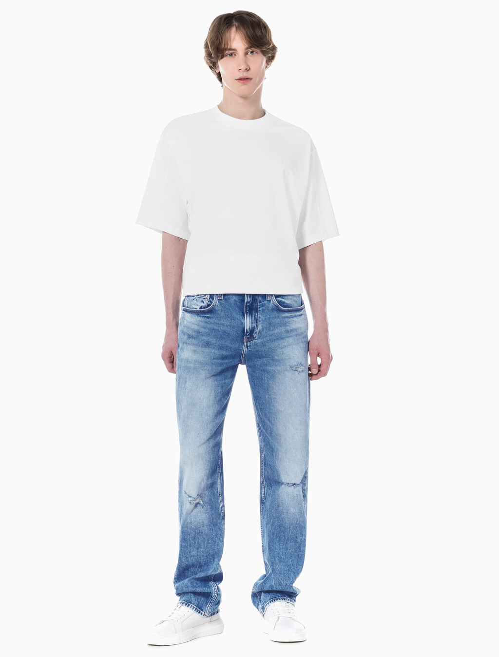 Buy 남성 90's 스트레이트핏 미드블루 이탈리안 데님 in color CHALKY BLUE