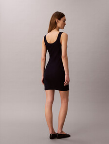 Buy 여성 우븐라벨 베이비립 미니드레스 in color DARK SAPPHIRE