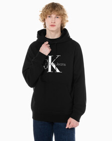 Buy 남성 롱슬리브 릴렉스핏 모노그램로고 후디 in color CK BLACK