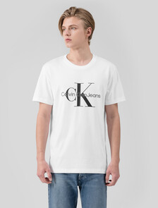Buy 남성 레귤러핏 모노그램 엠브로이더리 로고 반팔 티셔츠  in color BRIGHT WHITE