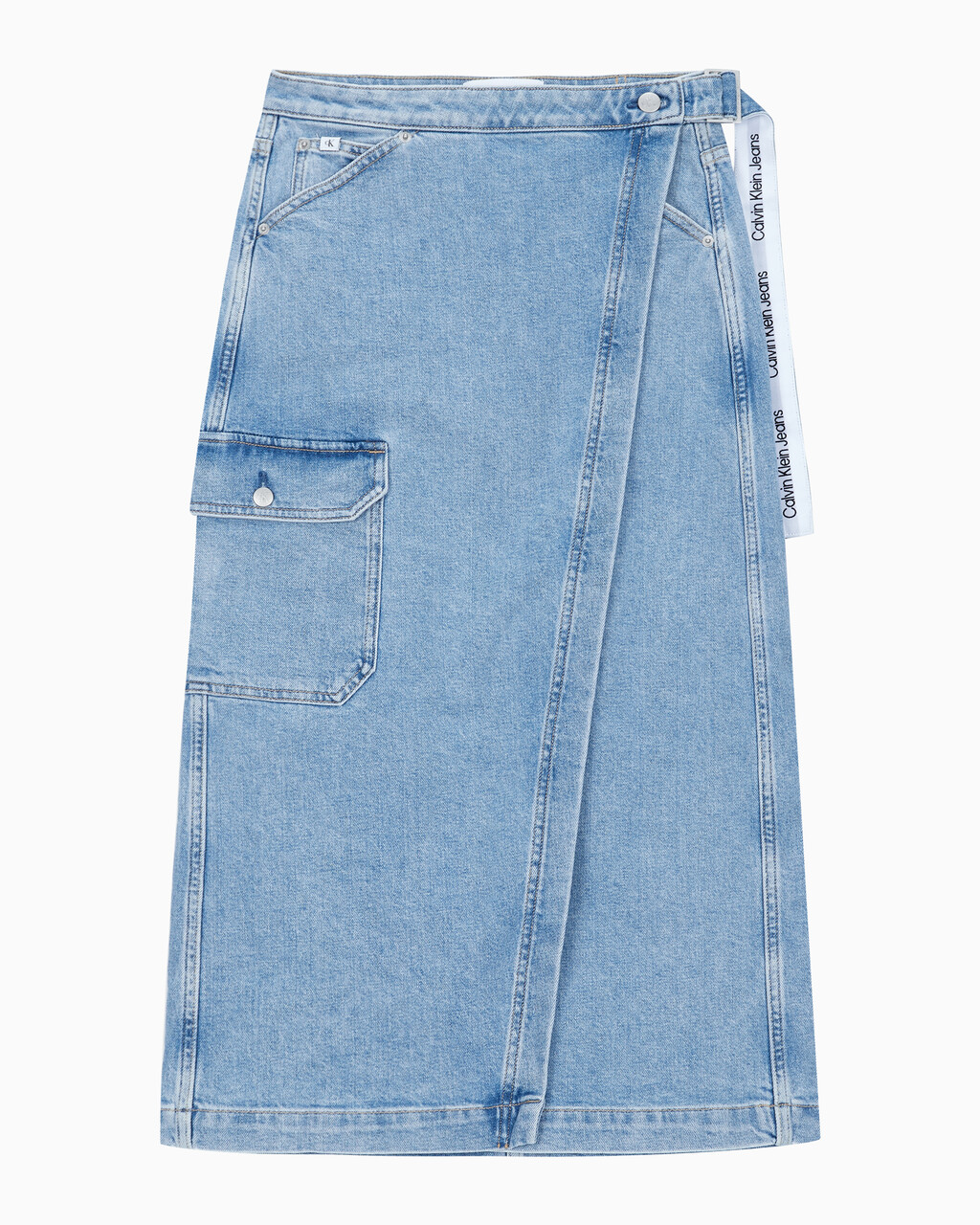 Buy 여성 맥시 데님 랩 스커트 in color 028A CHALKY BLU