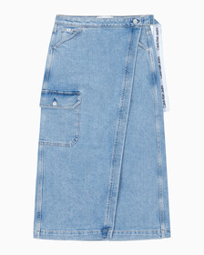Buy 여성 맥시 데님 랩 스커트 in color 028A CHALKY BLU