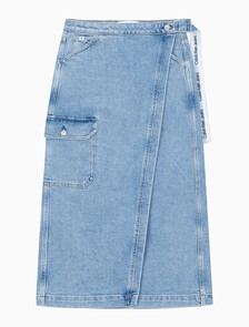 Buy 여성 맥시 데님 랩 스커트 in color CHALKY BLUE