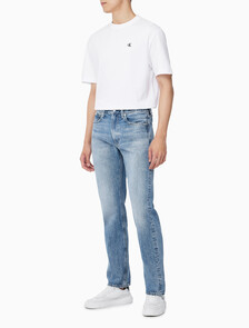Buy 남성 스탠다드 스트레이트핏 미드블루 이탈리안 데님 in color MID BLUE BACK EMBRO