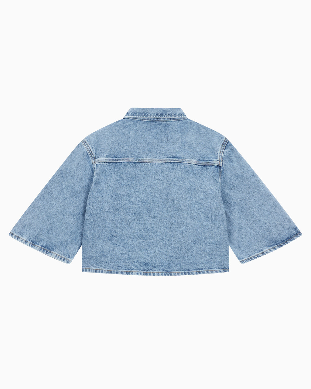 Buy 여성 오버사이즈 데님 반팔 셔츠 in color 028A CHALKY BLU