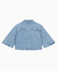 Buy 여성 오버사이즈 데님 반팔 셔츠 in color 028A CHALKY BLU
