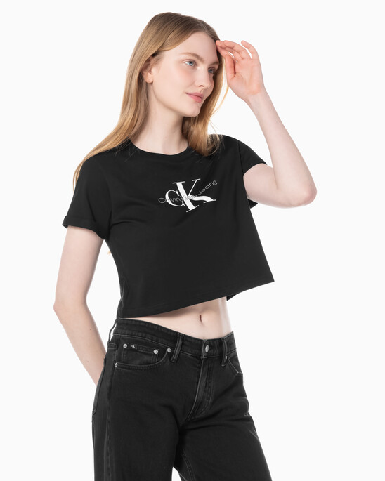 여성 모노그램 릴렉스핏 크롭 반팔 티셔츠 
