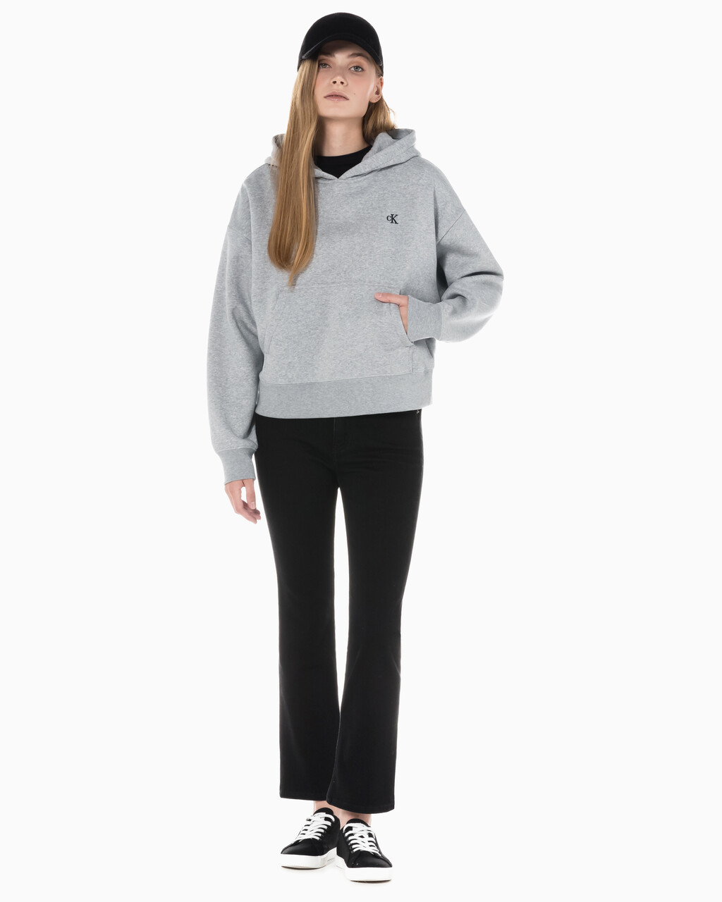 Buy 여성 하이라이즈 부츠핏 기모 블랙 데님 in color WASHED BLACK LOGO LACE