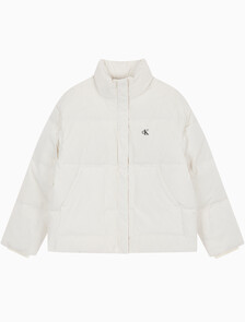 Buy 여성 숏랭스 스탠드 카라 푸퍼 다운 재킷 in color WHITE