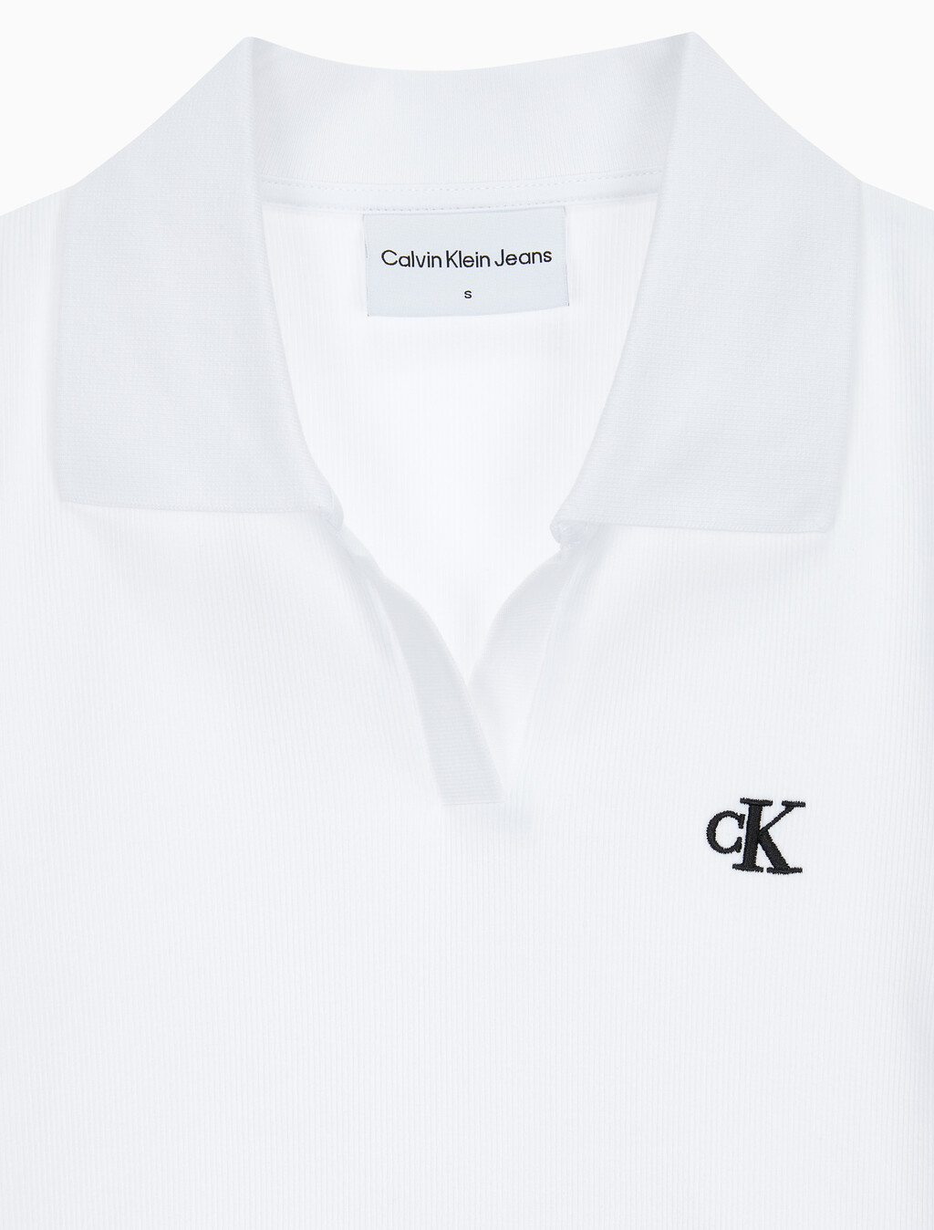 Buy 여성 슬림핏 립 브이넥 폴로 티셔츠 in color BRIGHT WHITE