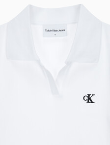 Buy 여성 슬림핏 립 브이넥 폴로 티셔츠 in color BRIGHT WHITE