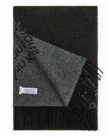 Buy 여성 CKJ AOP 로고 울 스카프 in color BLACK