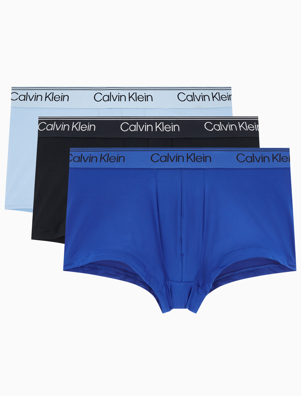 Buy 남성 마이크로 스트레치 3팩 로우 라이즈 트렁크 in color Navy/ Blue / Light Blue
