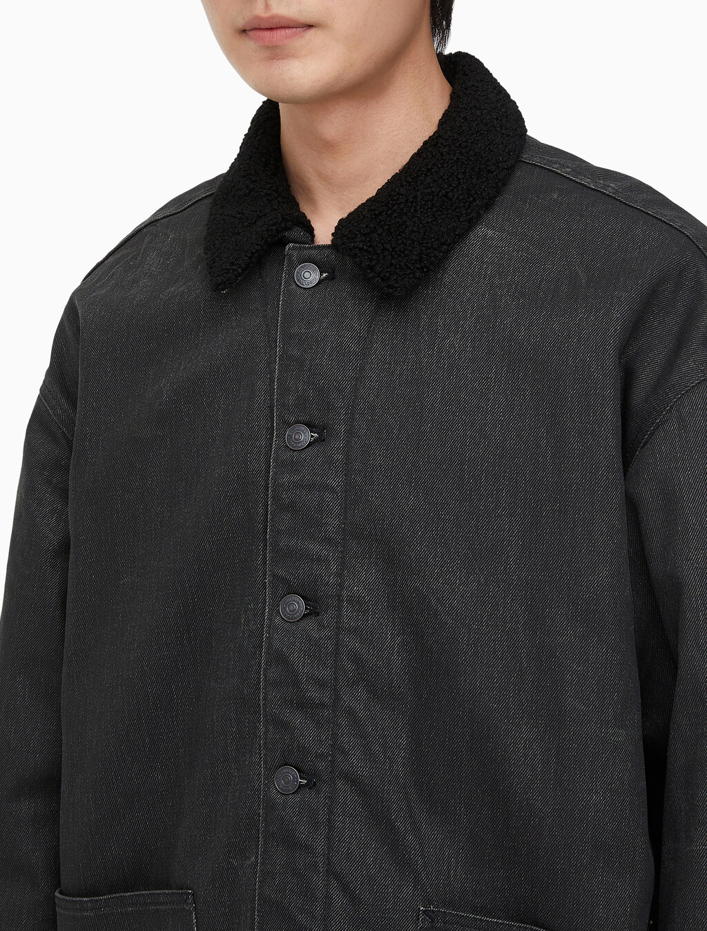 Buy 남성 쉐르파 숏 코트 자켓 in color BLACK