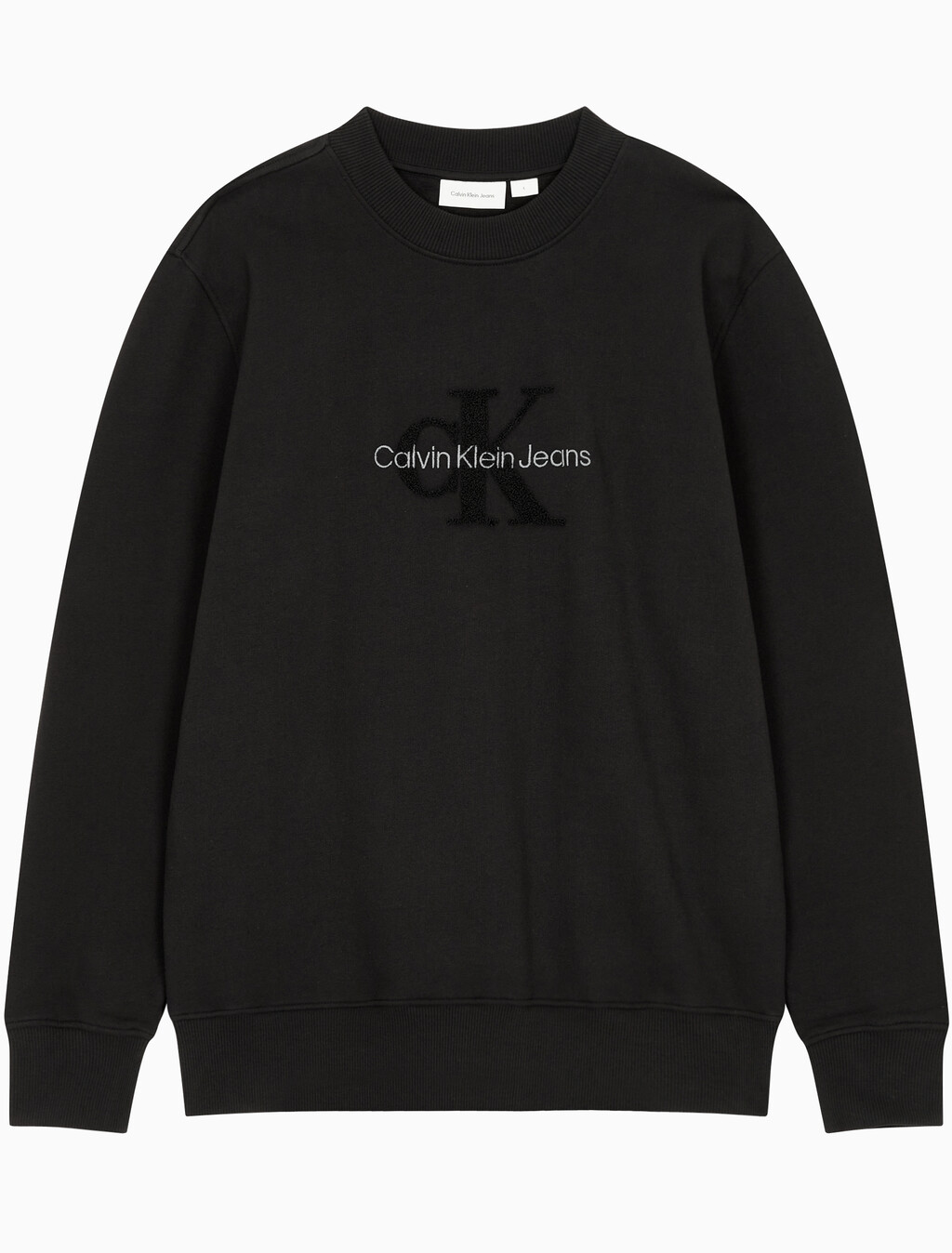 Buy 남성 셔닐 모노로고 기모 스웻셔츠 in color CK BLACK