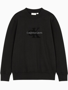 Buy 남성 셔닐 모노로고 기모 스웻셔츠 in color CK BLACK