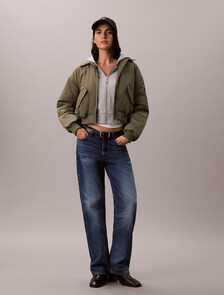 Buy 여성 나일론 숏 봄버 자켓 in color DUSTY OLIVE