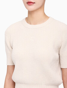 Buy 여성 벌룬 반팔 니트 탑 in color BLUR FLORAL_BLACK