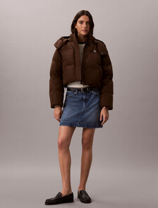 Buy 여성 매트 디테쳐블 슬리브 푸퍼 자켓 in color Brown