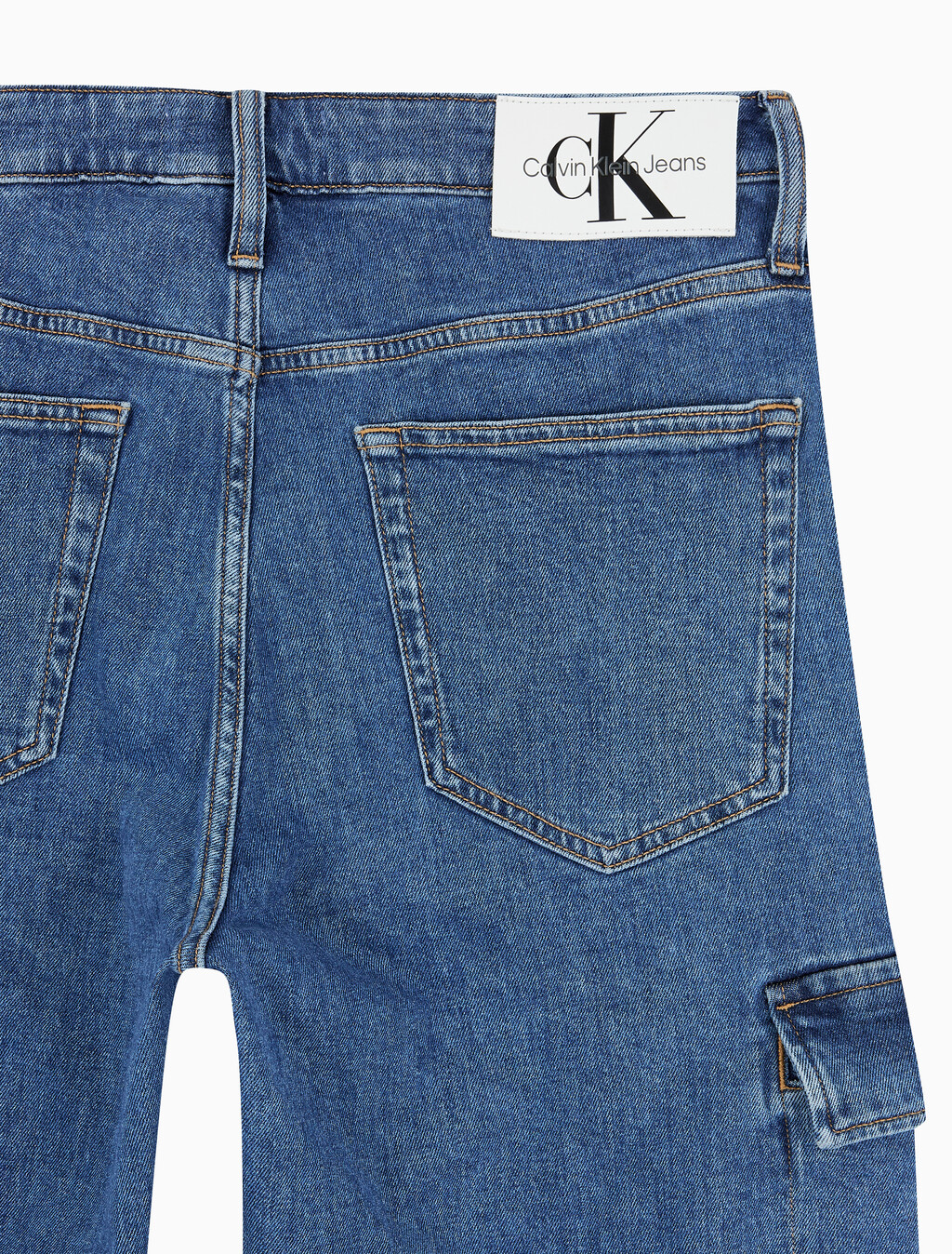 Buy 남성 90's 루즈핏 카고 데님 in color MID BLUE BACK EMBRO