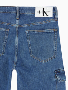 Buy 남성 90's 루즈핏 카고 데님 in color MID BLUE BACK EMBRO