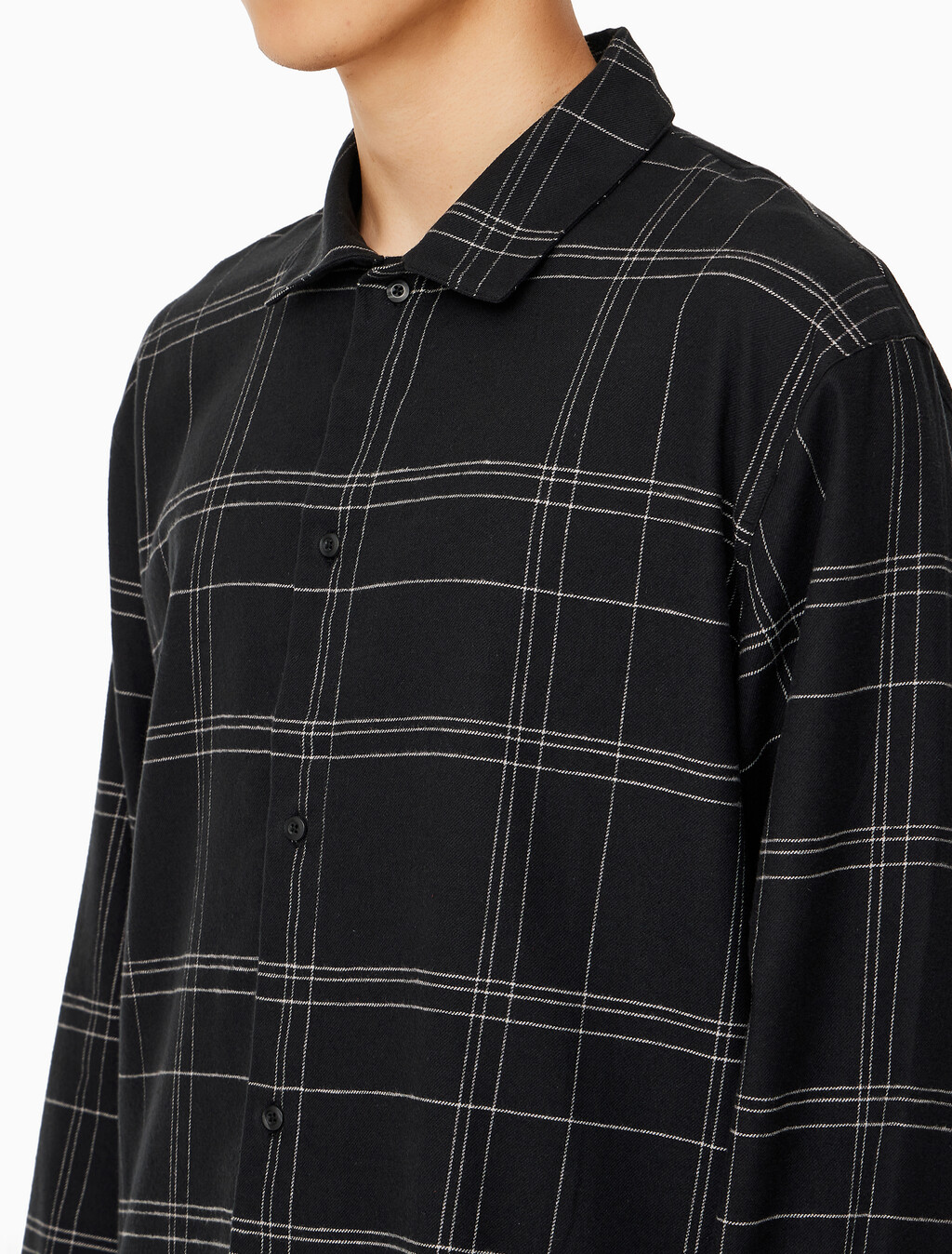 Buy 남성 플란넬 슬립 롱슬리브 탑 in color BLACK PLAID