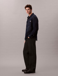 Buy 남성 90s 레귤러 핏 스카보로워시 긴팔 데님 셔츠 in color Blue